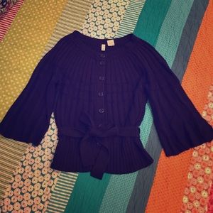 Anthropologie Moth Belted Cardigan Sweater Navy S